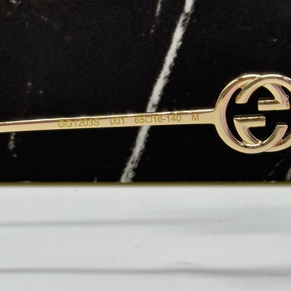 NEW GUCCI GG1203S 001 WITH GOLD CHAIN GUCCI SUNGLASSES - Picture 11 of 13